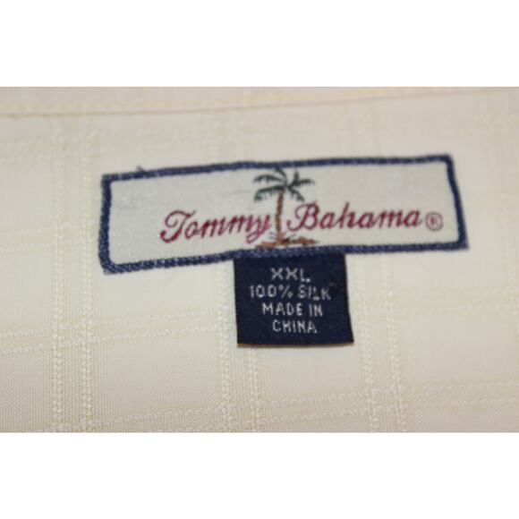 Tommy Bahama Men's Short Sleeve 2XL Silk Cream Button Down Shirt - Picture 3 of 7